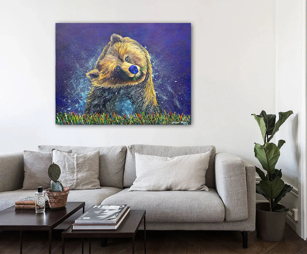 "Mona" Playful Grizzly Bear - Limited Edition Print - The Art Shop | Artist Graham Watts